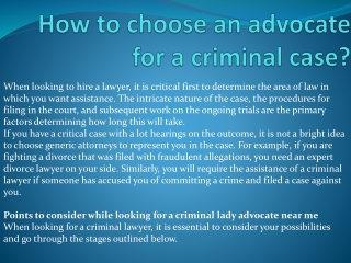 How to choose an advocate for a criminal