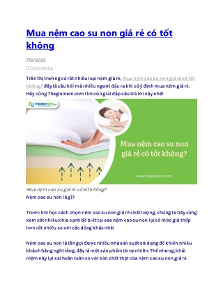 Mua nệm cao su non giá rẻ có tốt không