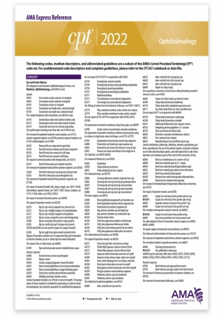 EBOOK CPT Express Reference Coding Card 2022 Ophthalmology