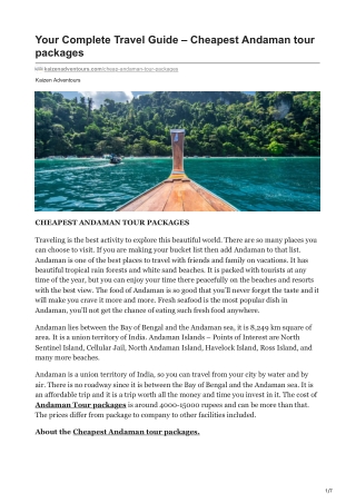 Your Complete Travel Guide  Cheapest Andaman tour packages