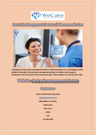 Best Pain Management Doctors  Wecaremedical.us