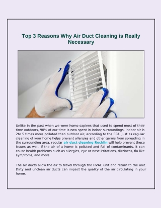 Why It's Essential To Clean Air Ducts?