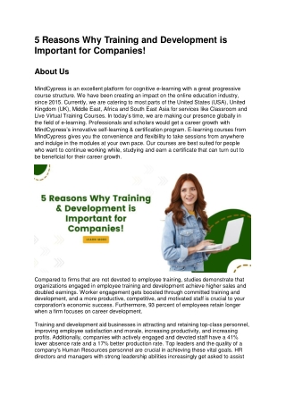 5 Reasons Why Training and Development is Important for Companies!