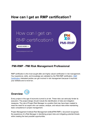 How can I get an RMP certification?