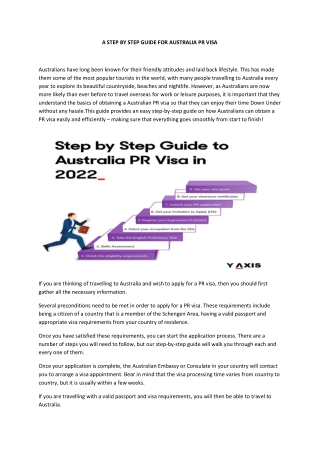 A STEP BY STEP GUIDE FOR AUSTRALIA PR VISA