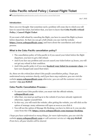 Cebu Pacific cancellation policy
