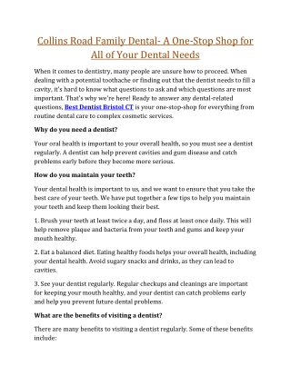 Best Dentist Bristol CT