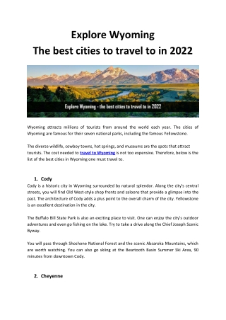 Explore Wyoming  the best cities to travel to in 2022
