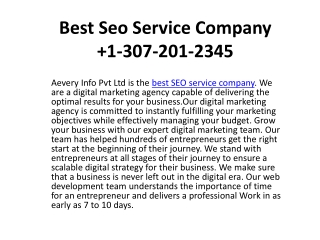 Best Seo Service Company   1-307-201-2345