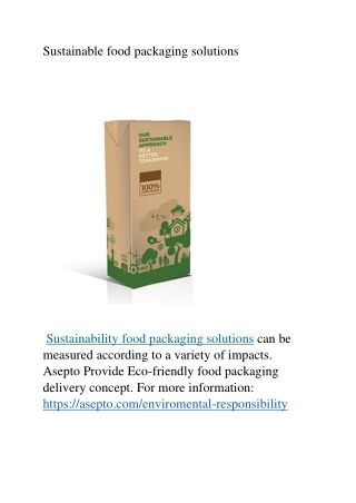 Sustainable Food Packaging Solutions