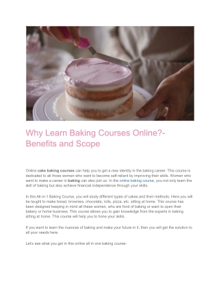 Why Learn Baking Courses Online