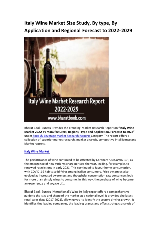 Italy Wine Market Research Report 2022-2029
