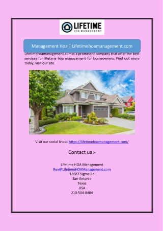 Management Hoa | Lifetimehoamanagement.com