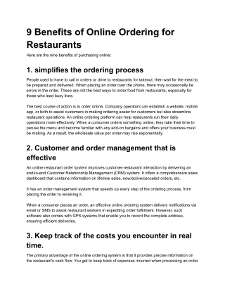 9 Benefits of Online Ordering for Restaurants