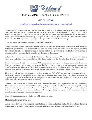 Five years of GST - ebook by CBIC