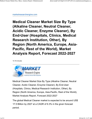Medical Cleaner Market
