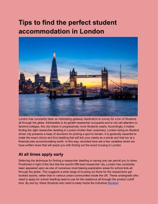 Tips to find the perfect student accommodation in London