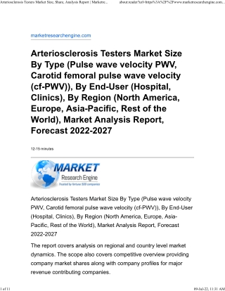 Arteriosclerosis Testers Market