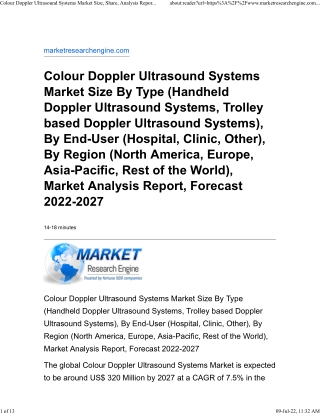 Colour Doppler Ultrasound Systems Market