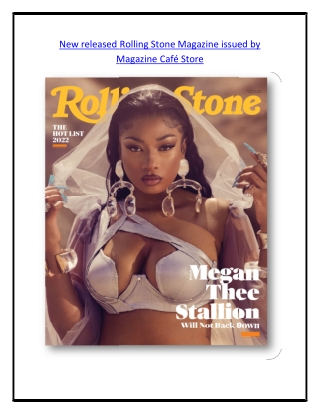 New released Rolling Stone Magazine issued by Magazine Café Store