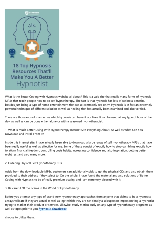 Better Coping With Hypnotherapy Review - 'Exactly How to Do Self Hypnosis' Websi