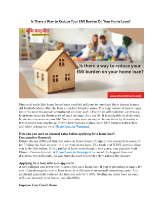 Is there a way to reduce your EMI burden on your home loan