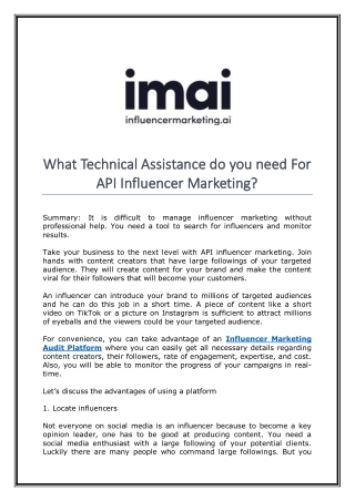 What Technical Assistance do You Need For API Influencer Marketing