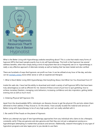Better Dealing With Hypnosis Review - 'Exactly How to Do Self Hypnosis' Site