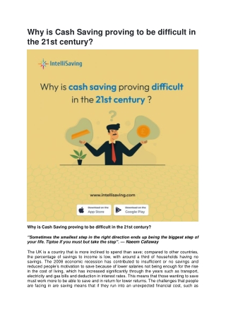 Why is Cash Saving proving to be difficult in the 21st century