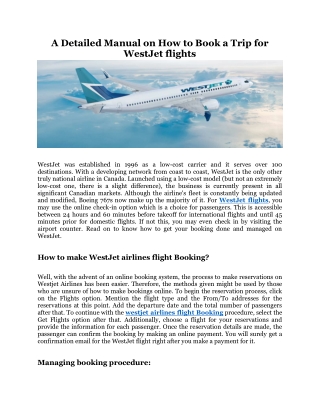 A detailed manual on how to book a trip for WestJet flights