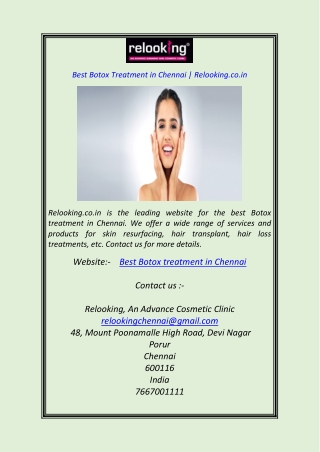 Best Botox Treatment in ChennaiRelooking.co.in