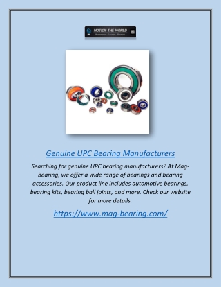 Genuine Upc Bearing Manufacturers | Mag-bearing.com