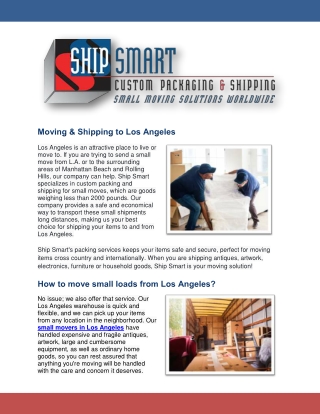 Small Moves | Ship Smart Inc. in Los Angeles