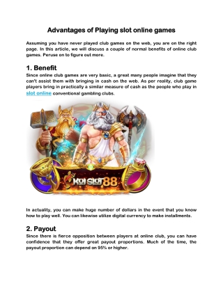 Advantages Of Playing Online Casino Games