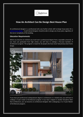 How An Architect Can Be Design Best House Plan