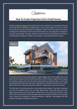 How To Create A Spacious Feel In Small Houses