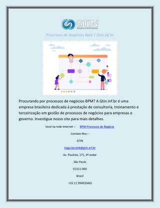Processos de Negócios Bpm  Gtin.inf.br