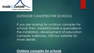 Outdoor Canopies For Schools  Inside2Outside.co.uk