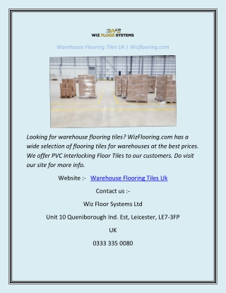 Warehouse Flooring Tiles Uk