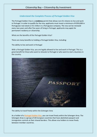 Understand the Complete Process of Portugal Golden Visa