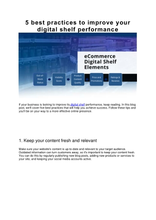 5 best practices to improve your digital shelf performance