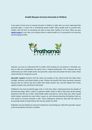 Amalki Rasayan Increase Immunity in Children