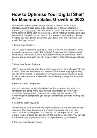 How to Optimise Your Digital Shelf for Maximum Sales Growth in 2022