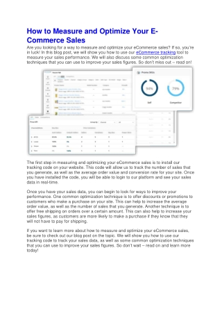 How to Measure and Optimize Your E-Commerce Sales