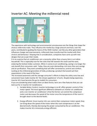 Inverter AC: Meeting the millenial need