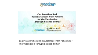 Can Providers Seek Reimbursement From Patients For The Vaccination Through Balance Billing