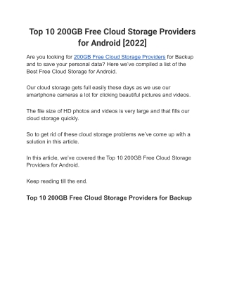 Top 10 200GB Free Cloud Storage Providers for Android [2022]