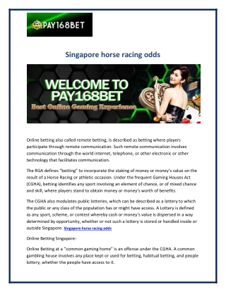 Singapore horse racing odds