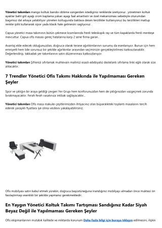 Ofis Yönetici Masa Takımı ile Yapılmaması Gereken Şeyler