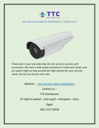 Axis Security Camera Distributor